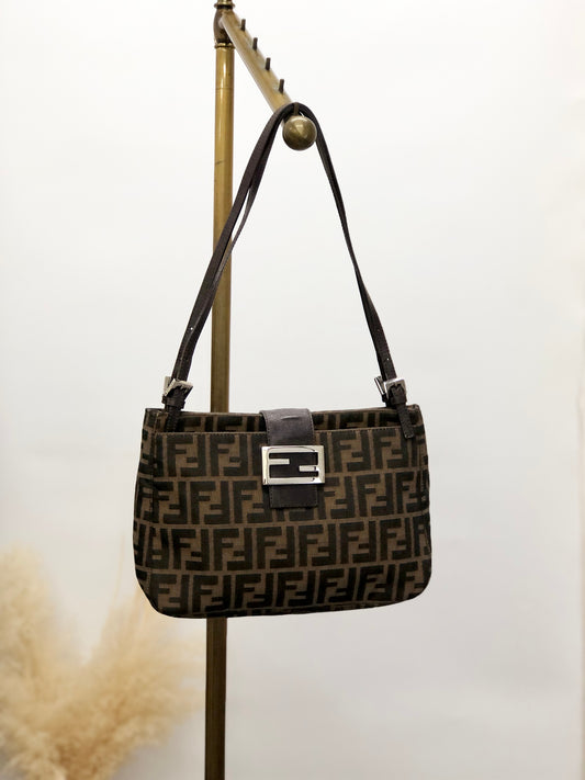 FENDI Zucca Shoulder bag Totebag Brown Vintage 84thni