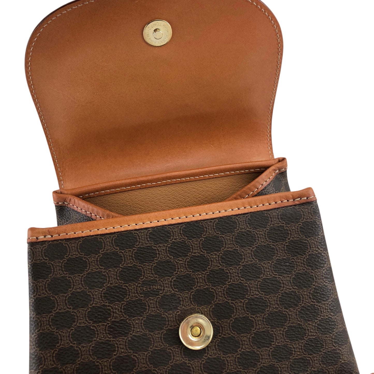 CELINE Macadam Circle Logo Backpack Brown Vintage ckigeh
