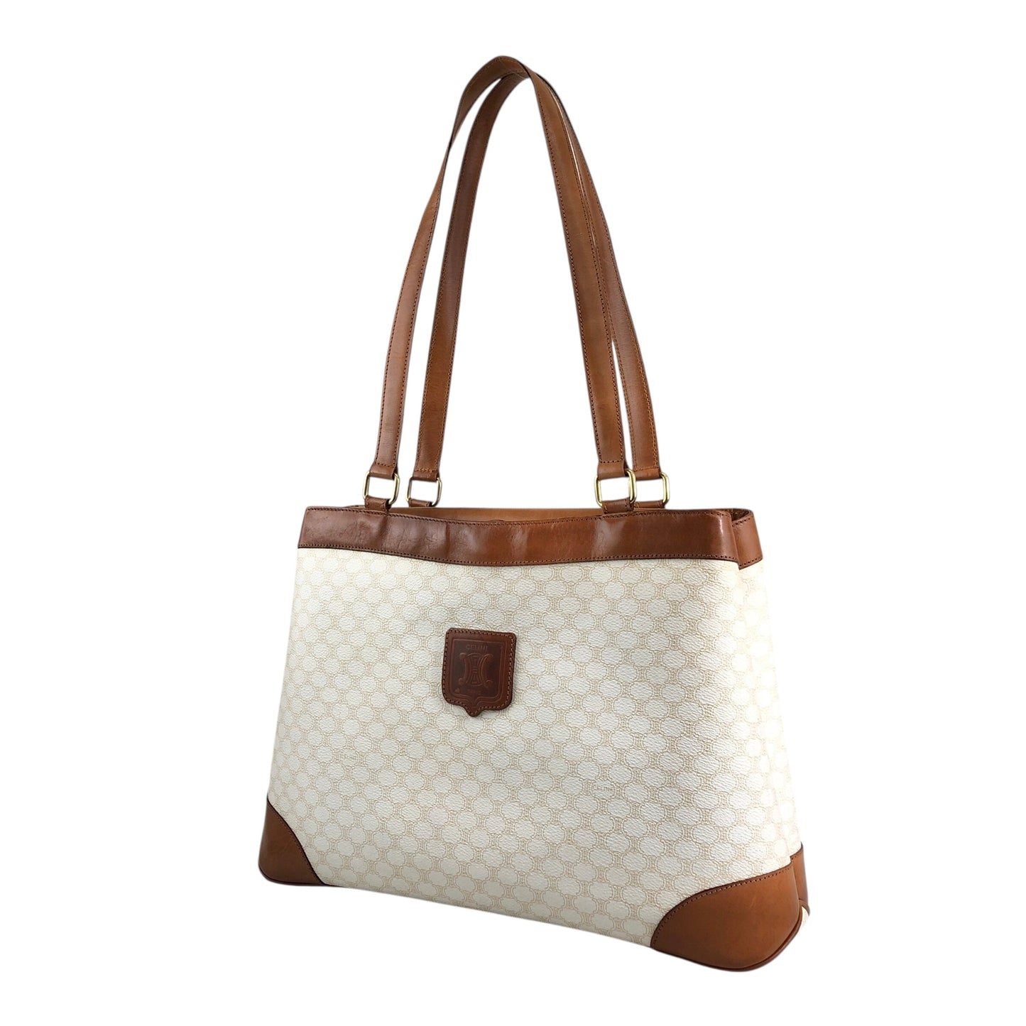 CELINE Macadam Blason Handbag White Vintage jebkgk
