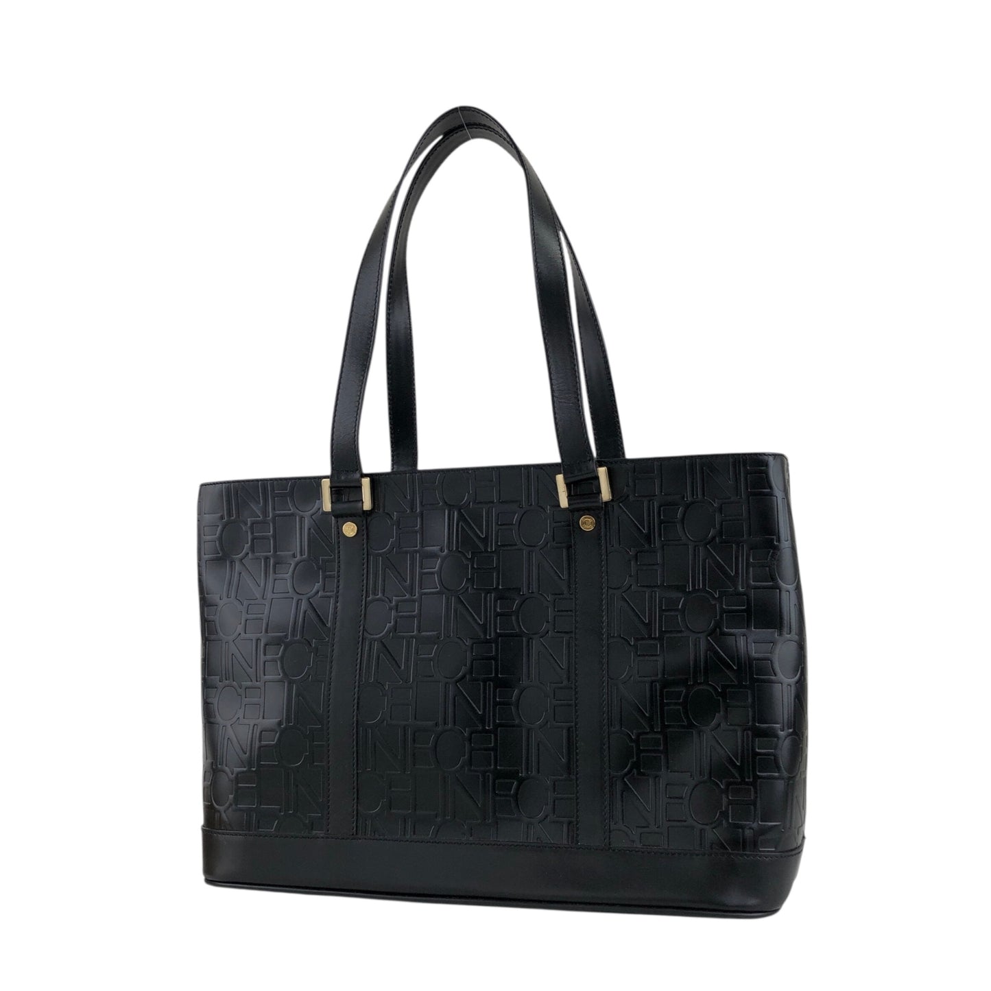 CELINE Logo Embossed Handbag Black Vintage za7ghz