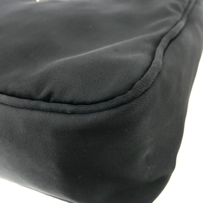 PRADA Triangle Logo Nylon Handbag Hobobag Black Vintage 7rgvu7