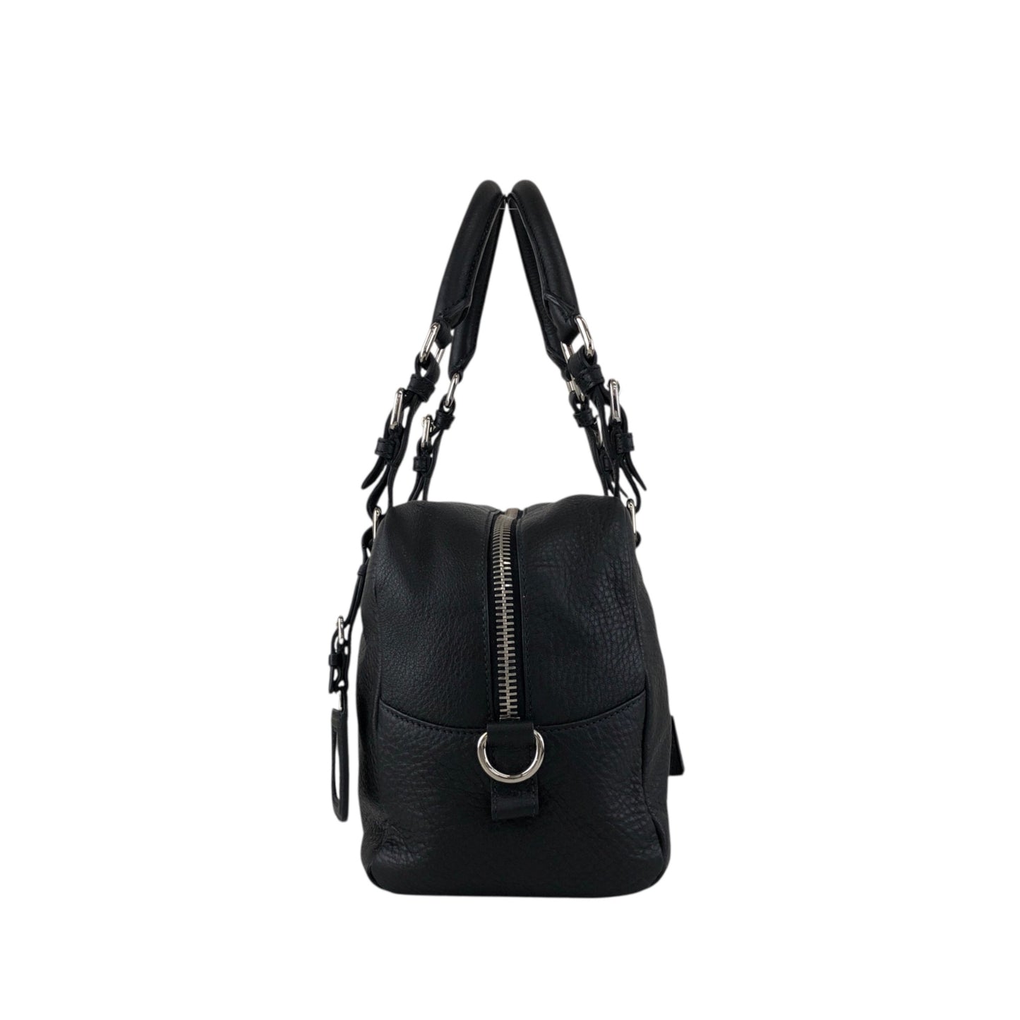 PRADA Logo Embossed Small Boston bag Handbag Black Vintage sdau3h
