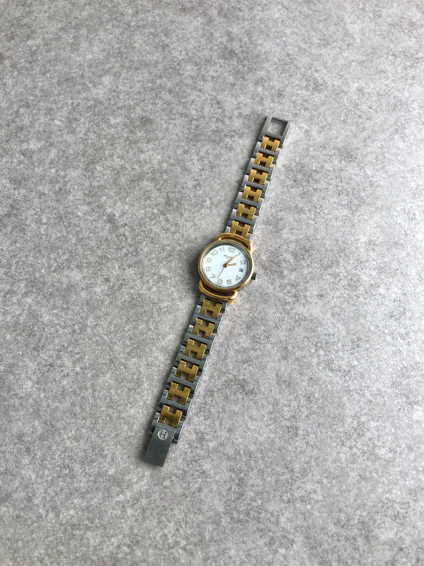 HERMES Quartz Watch Silver pullman Vintage krhgdd