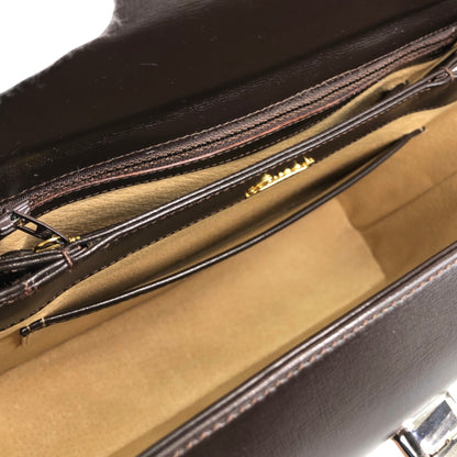 GUCCI Turn Lock Handbag Brown Vintage ud4z3y