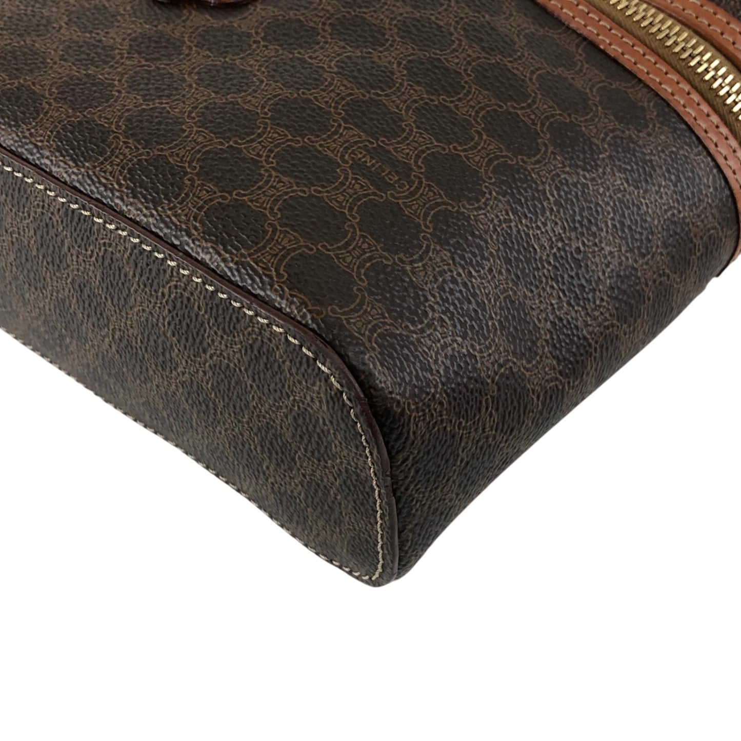 CELINE Macadam Blason Two-way Handbag Shoulder bag Vanity bag Brown Vintage 2h745p