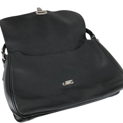 PRADA Logo Embossed Front Buckle Shoulder bag Black Vintage u2jbxr