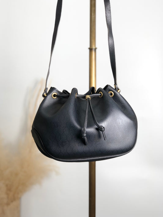 Christian Dior Logo Drawstring Shoulder bag Black Vintage 8jksti
