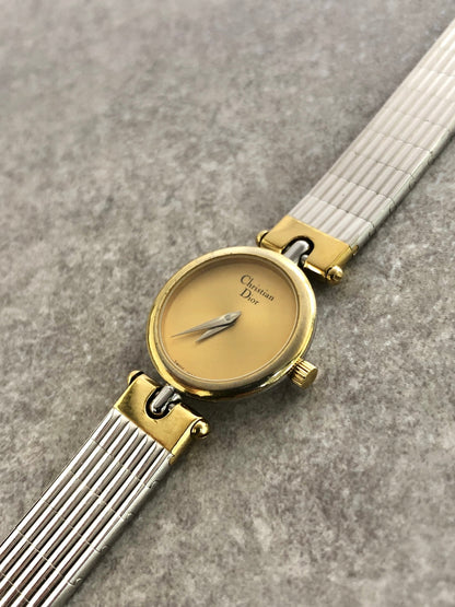 Christian Dior Quartz Watch Silver×Gold 3025 Vintage 7nep8k