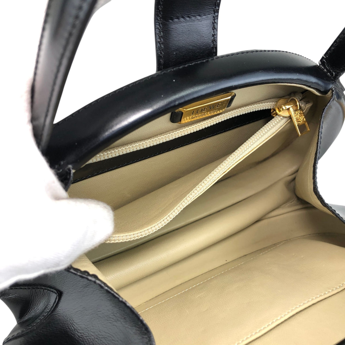 LOEWE Anagram Top Handle Handbag Black Vintage ihd733