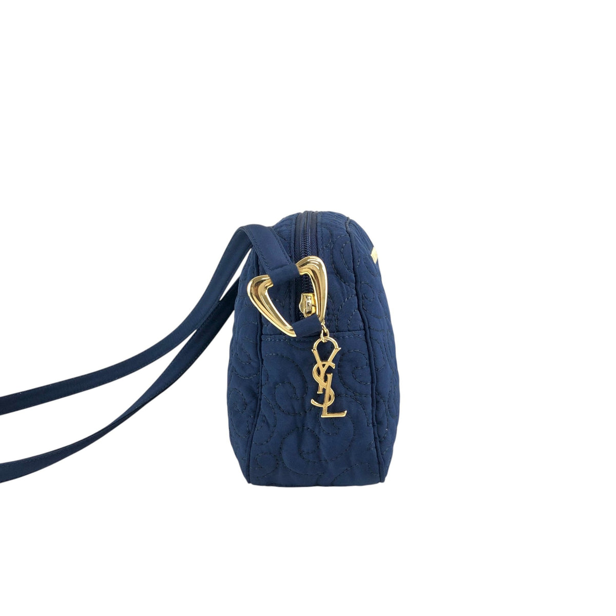 Yves Saint Laurent YSL Logo Shoulder bag Navy Vintage zt4e3i
