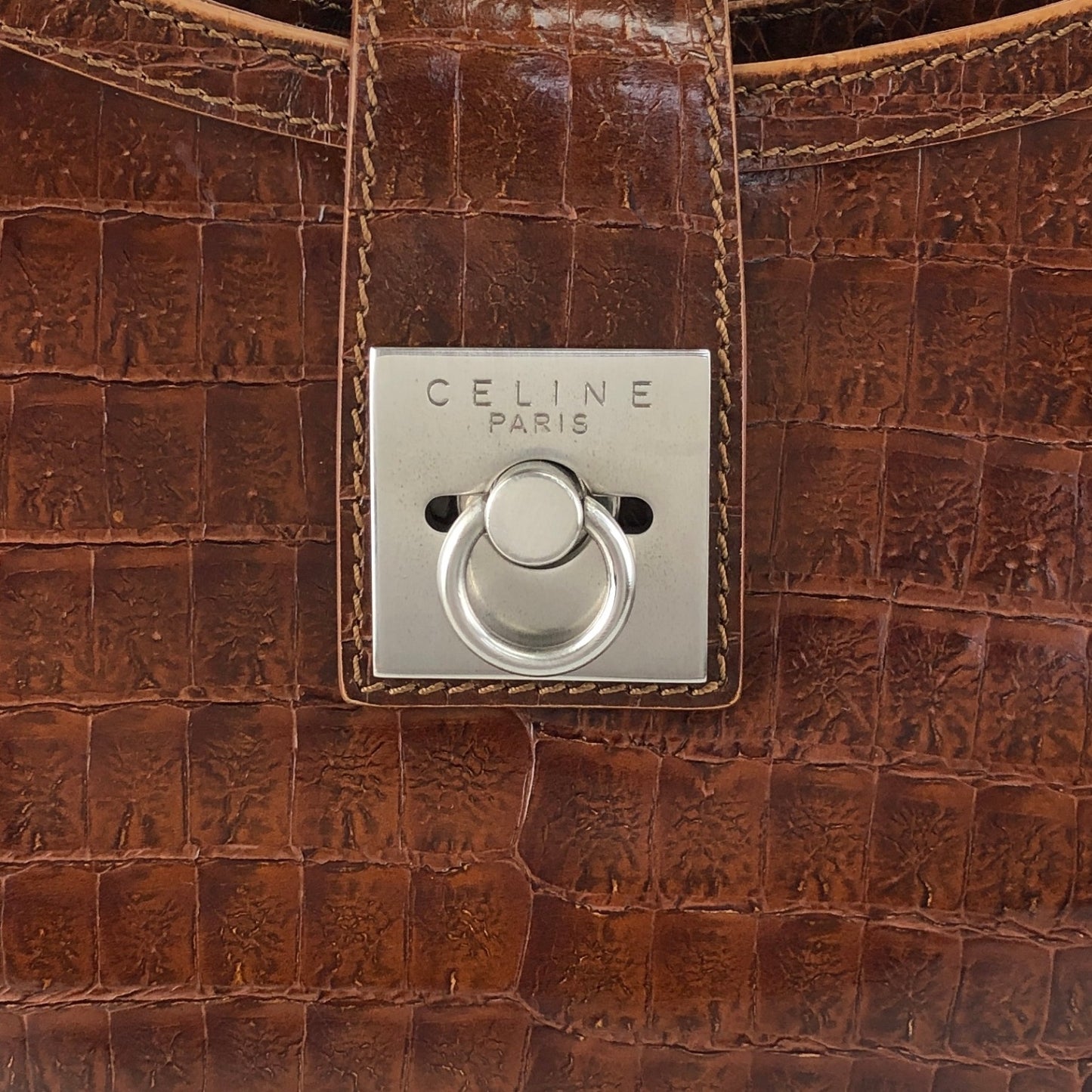 CELINE Gancini Shoulder bag Brown Vintage zaumvu