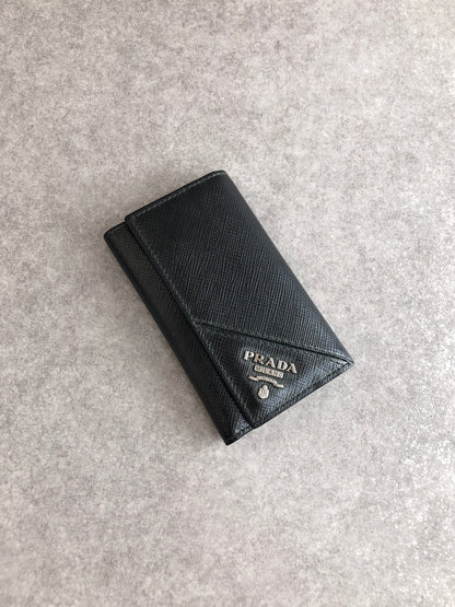 PRADA Logo Key Case Black Vintage rrb4c7