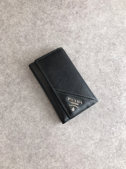 PRADA Logo Key Case Black Vintage rrb4c7