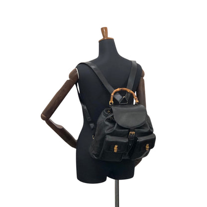 GUCCI Bamboo Double Pocket Backpack Black Vintage 3ug5ej