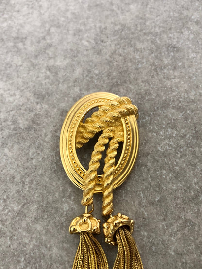 Christian Dior Tassel Brooch Gold Vintage z3v66b