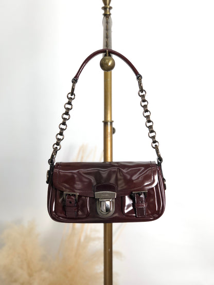 PRADA 前扣單肩包 棕色 復古 j5mn5d