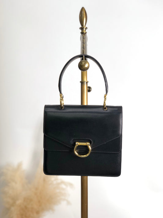 CELINE Horse Bit Handbag Black Vintage zznivs