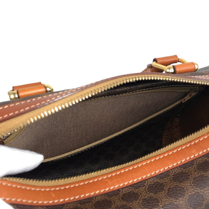 CELINE Macadam Small Boston bag Handbag Brown Vintage 7k24si