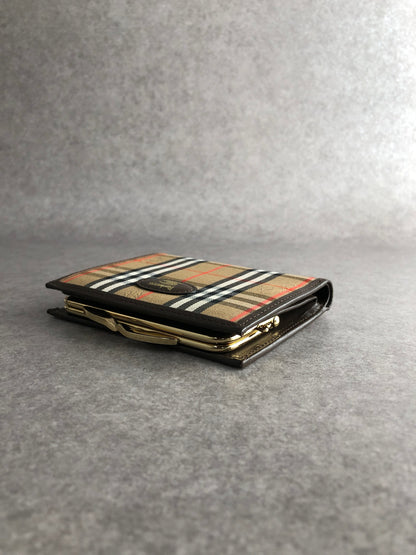 BURBERRY Nova Check Logo Folded Wallet Brown Vintage b5c22u