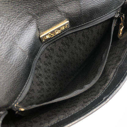 Yves Saint Laurent YSL Logo Stitch Leather Shoulder bag Black Vintage  njbegc