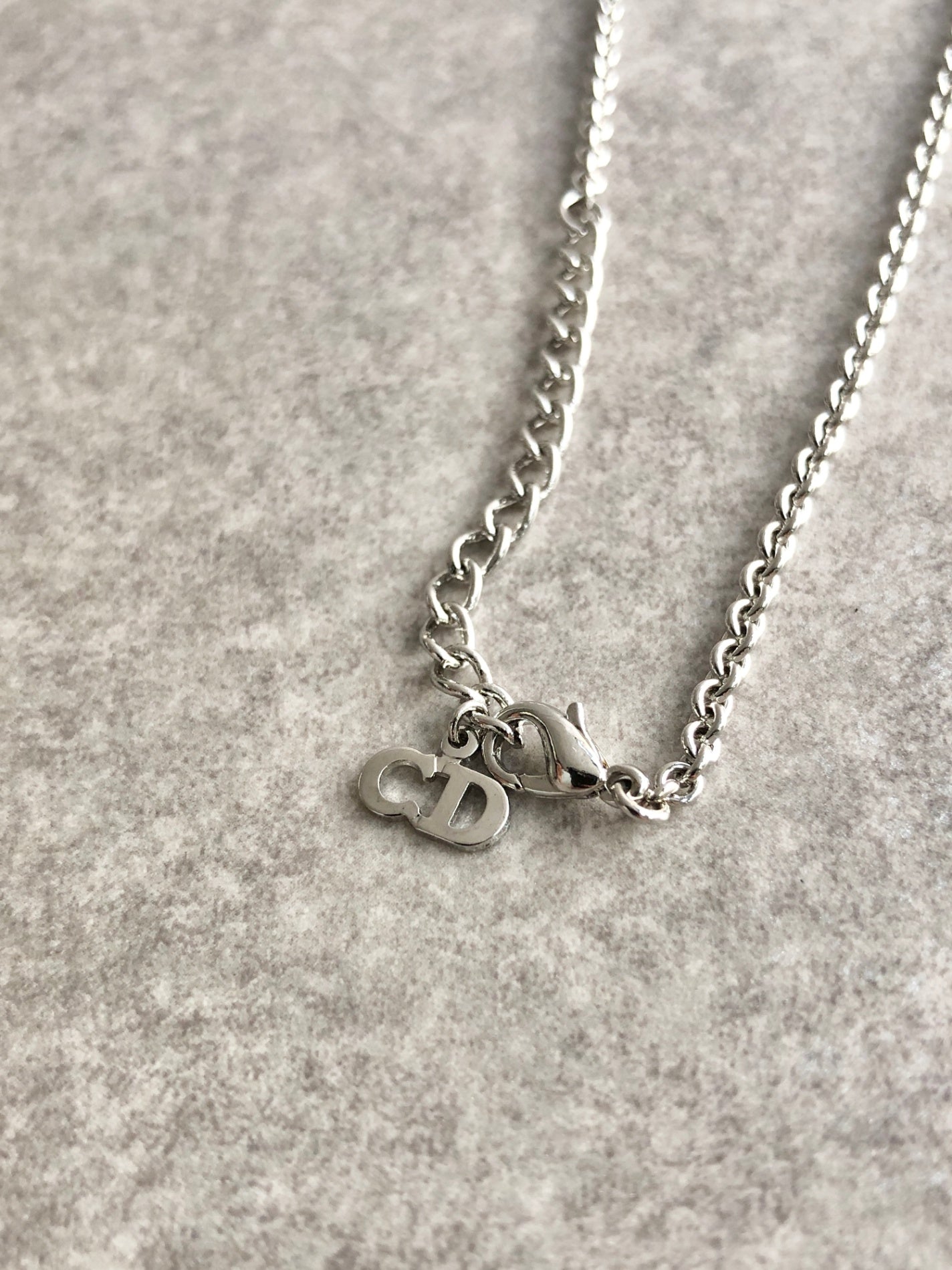 Christian Dior Logo Motif Necklace Silver Vintage 7uav88