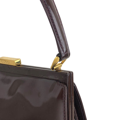 GUCCI Metal Clasp Handbag Brown Vintage ew3gks