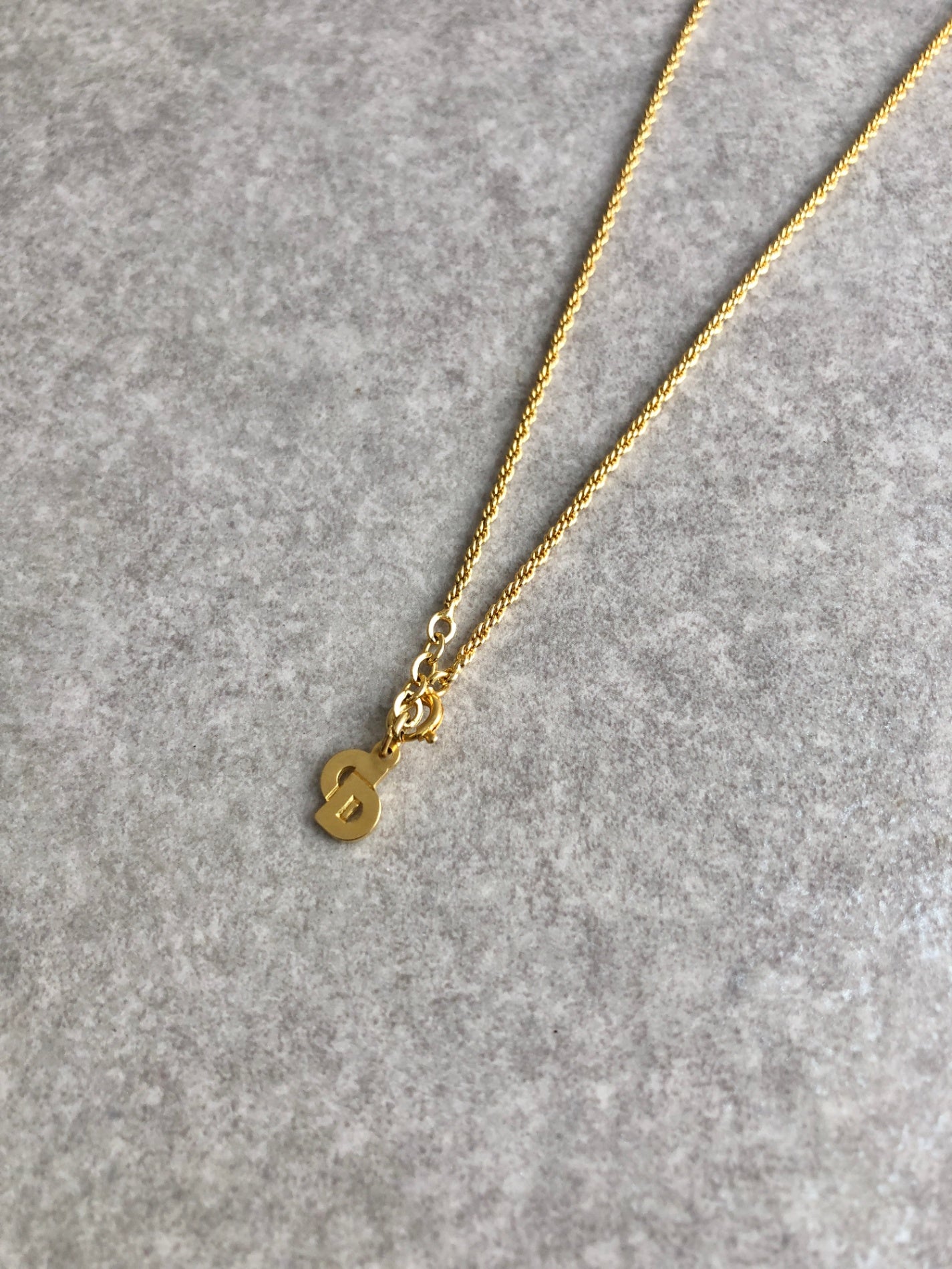 Christian Dior CD Logo Necklace Gold Vintage vsyn5t