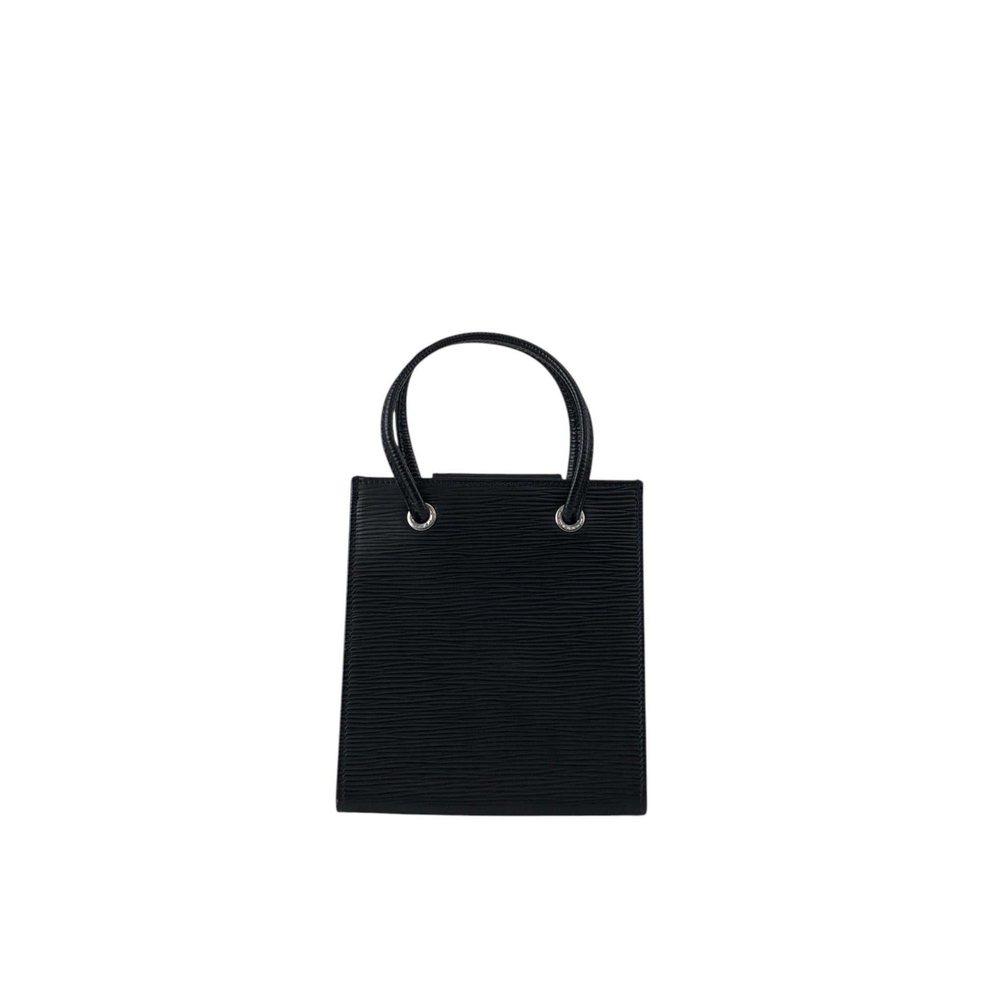 FENDI Logo Embossed Small Handle Black Vintage p2sp67