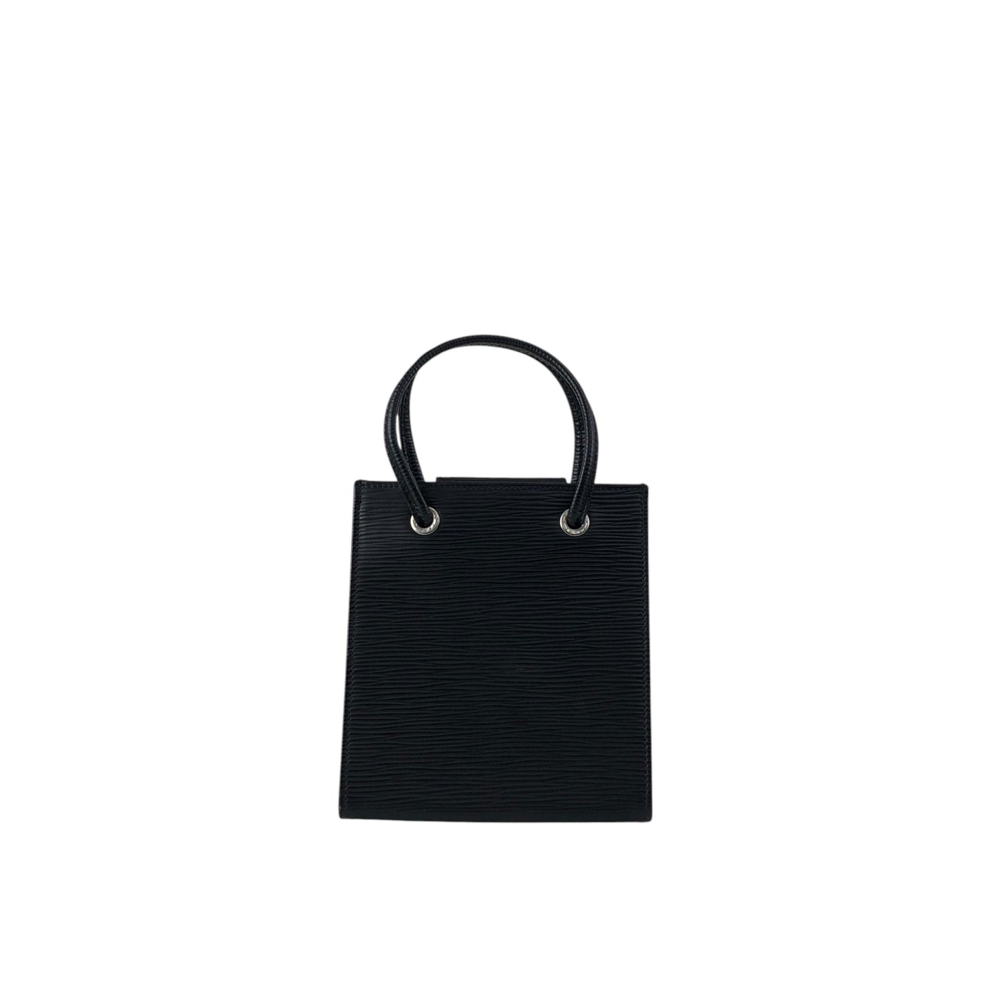 FENDI Logo Embossed Small Handle Black Vintage p2sp67