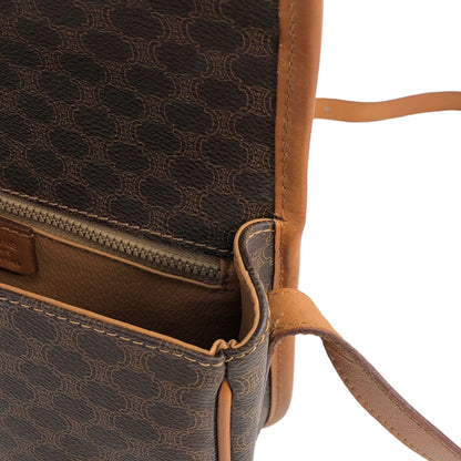 CELINE Macadam Front Buckle Crossbody Shoulder bag Brown Vintage ehp5b2