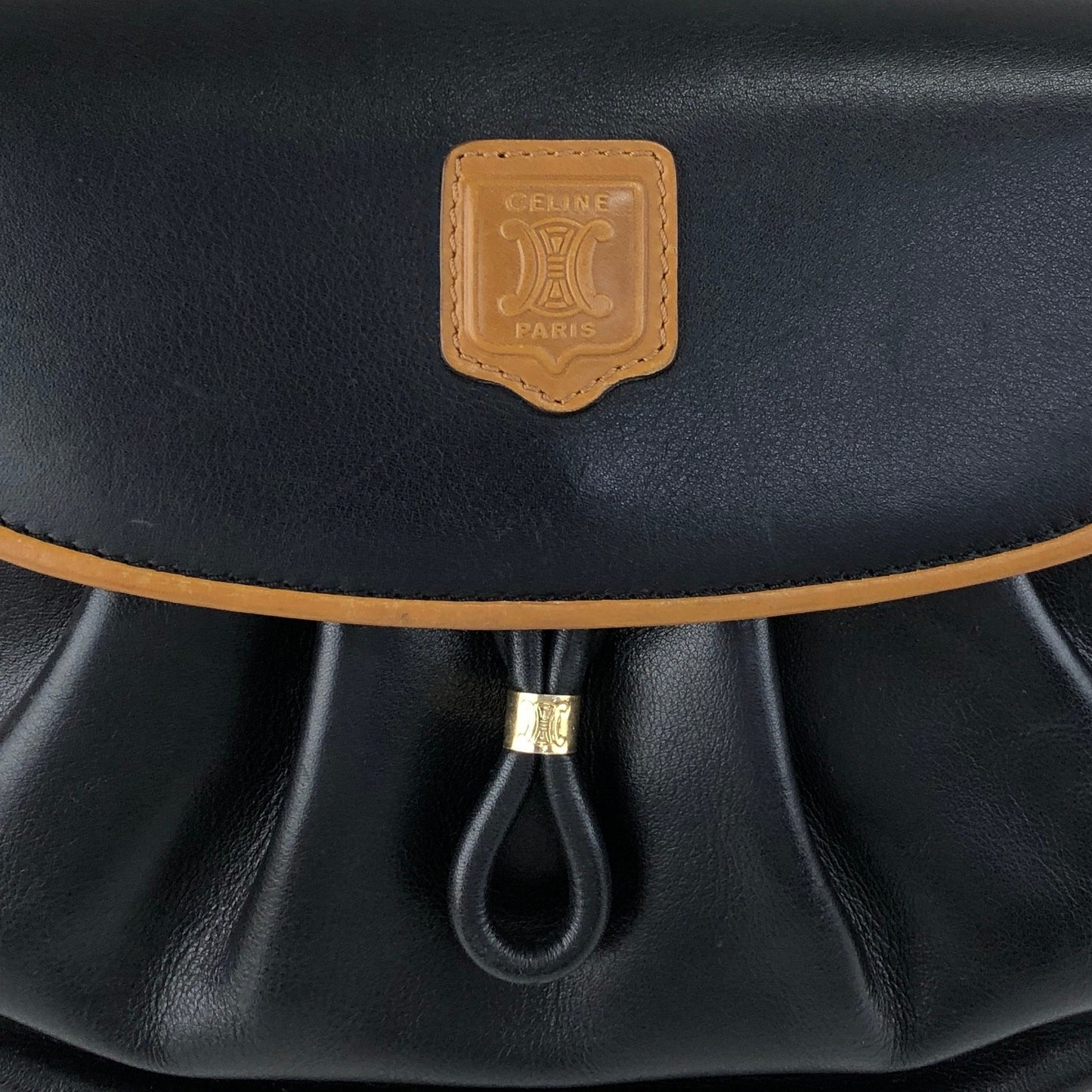 CELINE Blason Shoulder bag Black×Brown Vintage f8fsrs