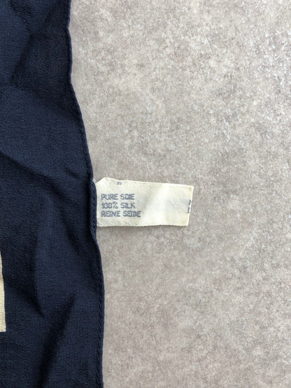 Christian Dior Trotter 真絲圍巾 海軍藍 復古 aerczg
