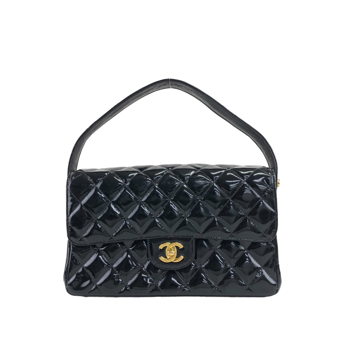 CHANEL Matelasse Coco Mark Handbag Black Vintage kdmcy3