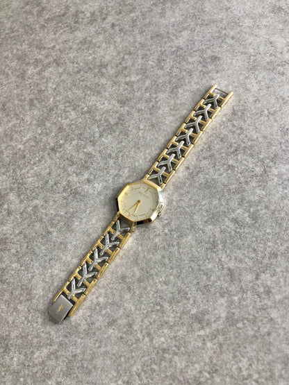 Yves Saint Laurent YSL Logo Watch Silver×Gold 4620-E62143 Vintage tivs5z