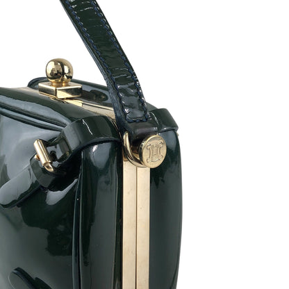 CELINE Metal Clasp Small Shoulder bag Green Vintage jye34i