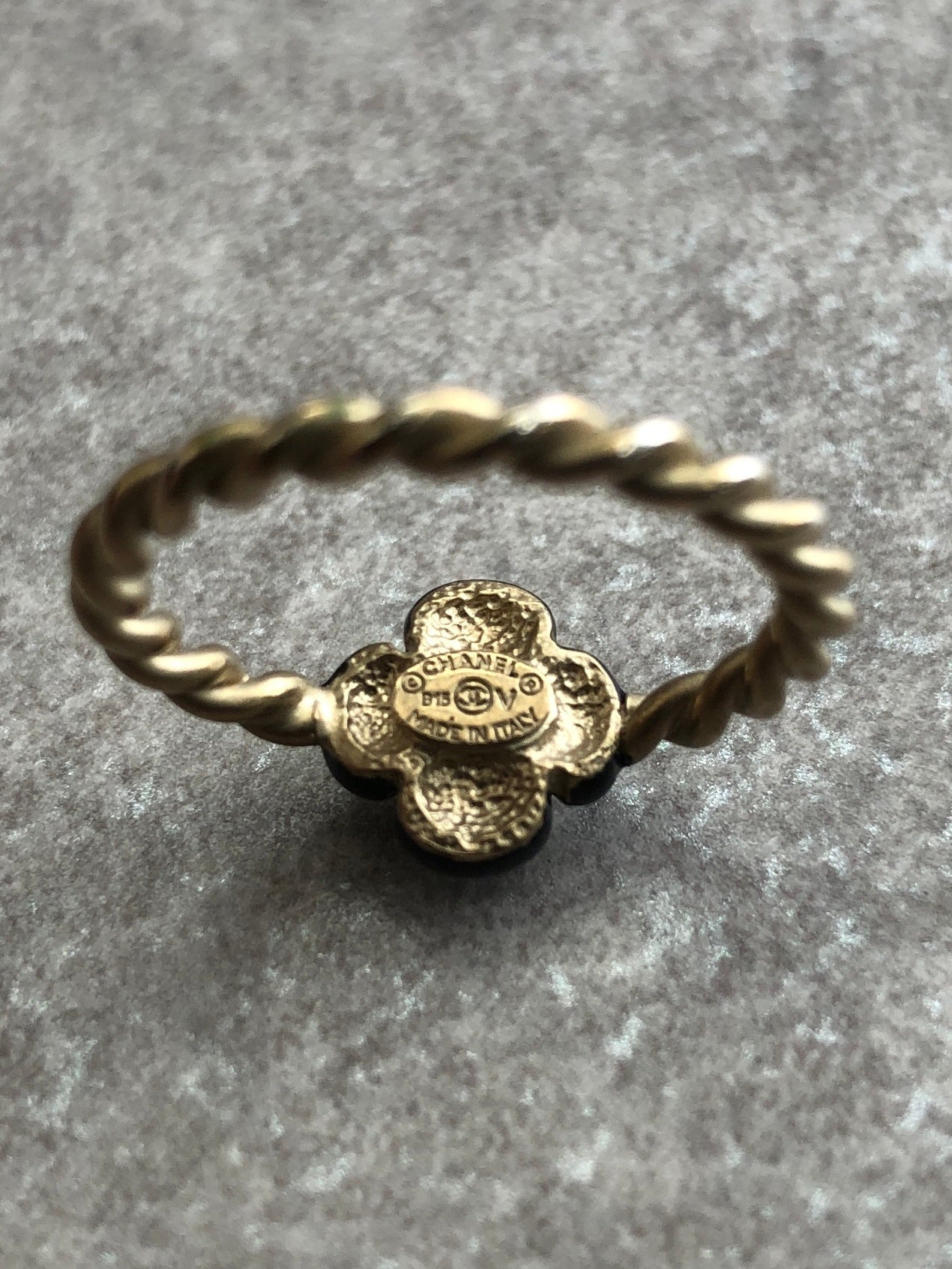 CHANEL Ring Gold×Blac× Vintage 6ykawc