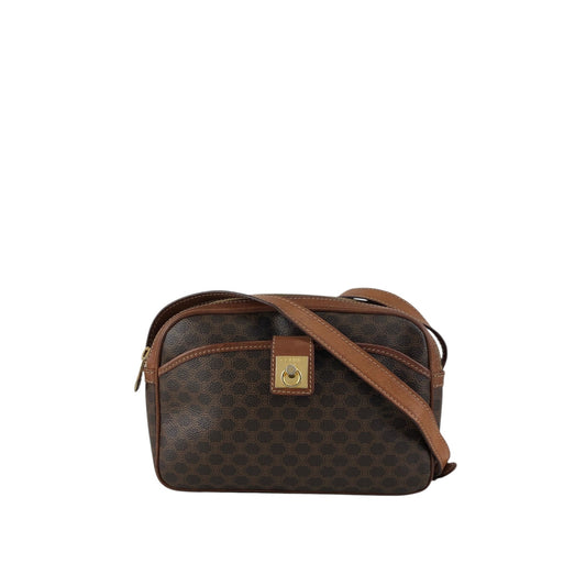 CELINE Macadam Gancini Shoulder bag Brown Vintage jcyy3u