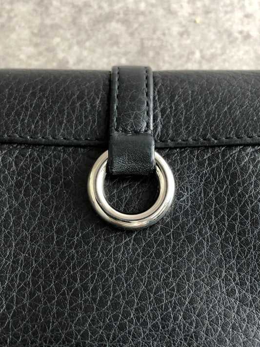 PRADA Buckle Motif Folded Wallet Black Vintage k574bi