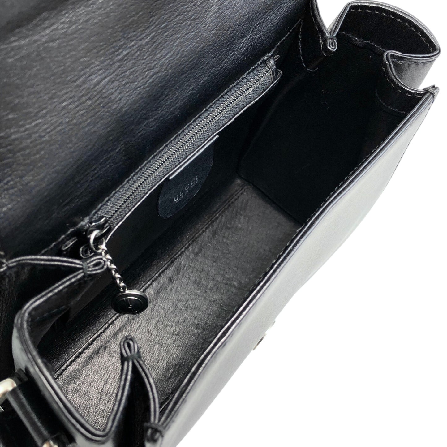 GUCCI Front Buckle Shoulder bag Black Vintage 6rzffs