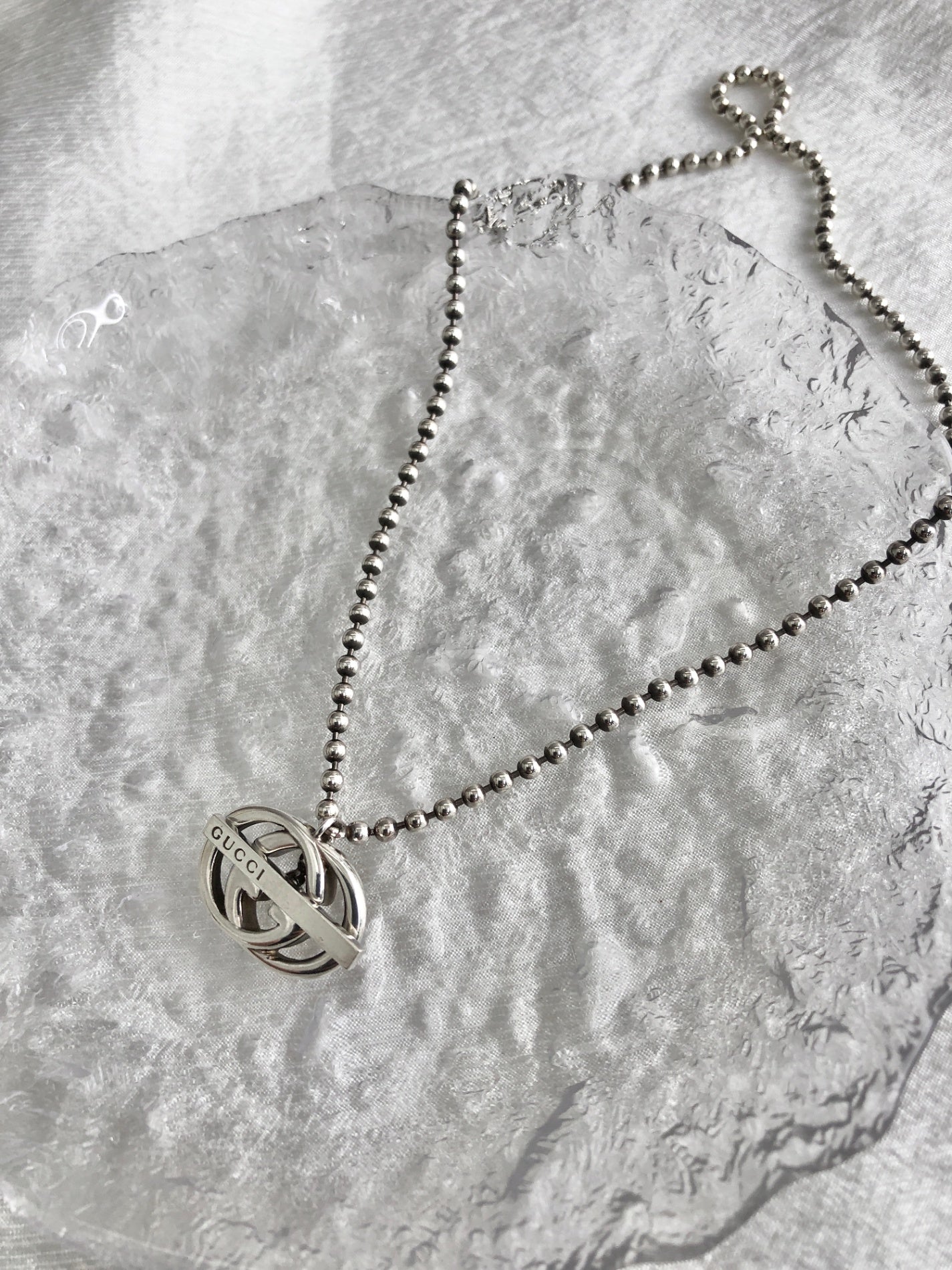 GUCCI Interlocking Necklace Silver Vintage d8rjub
