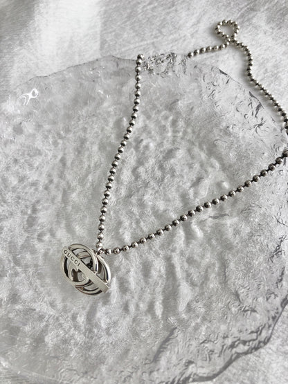 GUCCI Interlocking Necklace Silver Vintage d8rjub