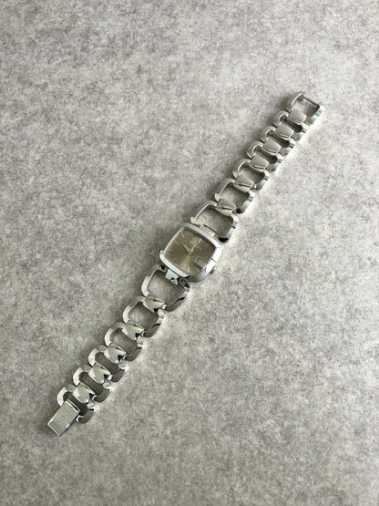 GUCCI Logo Quartz Watch Silver 125.5 Vintage aedihi