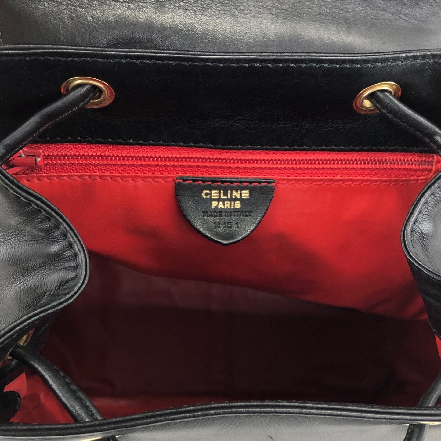 CELINE Starball Logo Embossed Backpack Black Vintage 66agh7