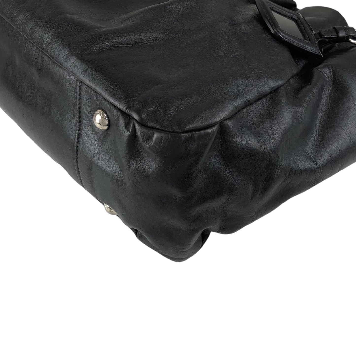 PRADA Logo Shoulder bag Hobobag Black Vintage pbitjd