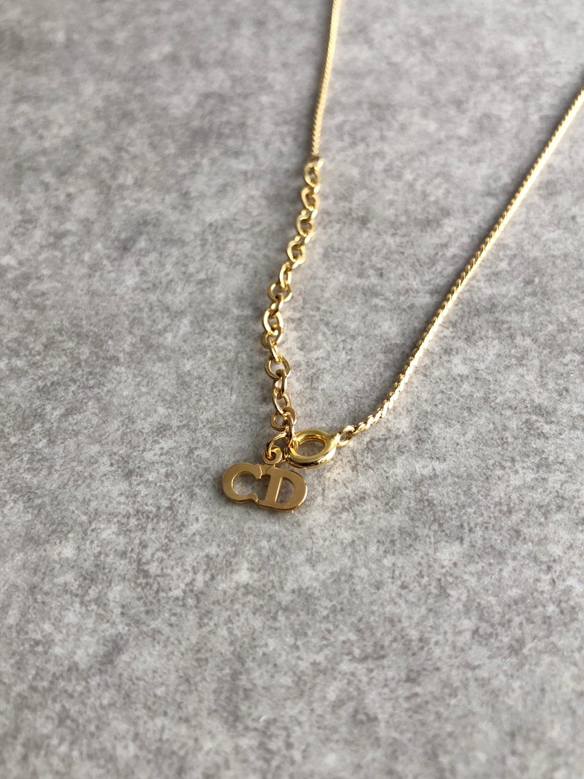 Christian Dior CD Logo Necklace Gold Vintage ie4bje