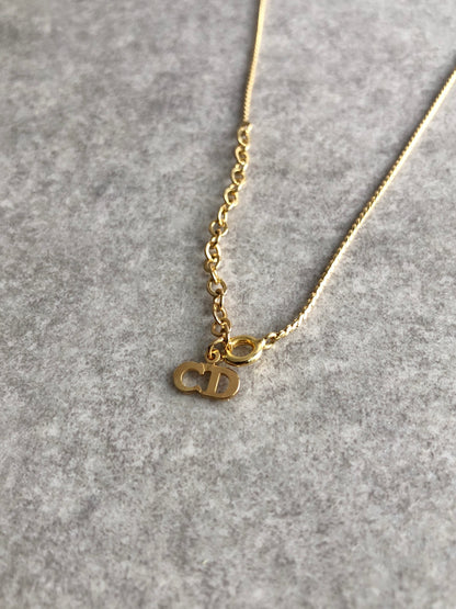 Christian Dior CD Logo Necklace Gold Vintage ie4bje