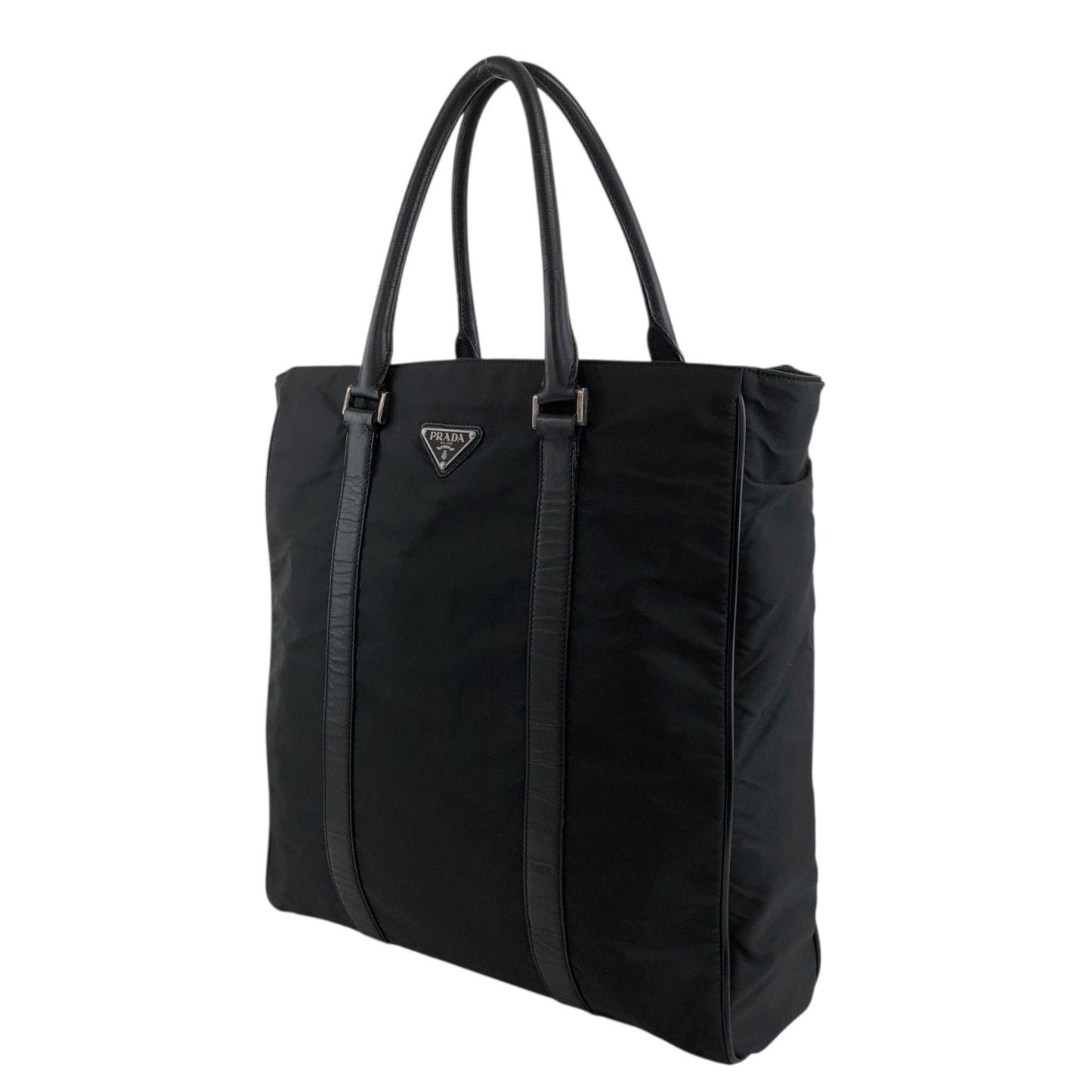 PRADA Triangle Logo Totebag Black Vintage syxbuh