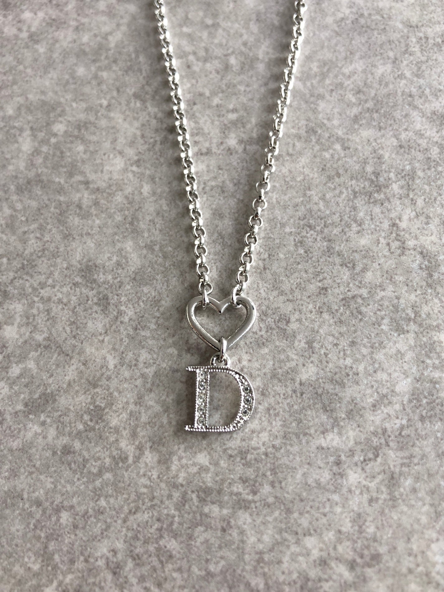 Christian Dior Heart Motif Necklace Silver Vintage i8mpxg
