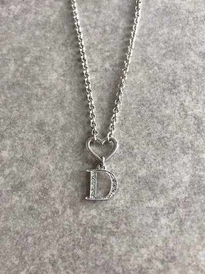 Christian Dior Heart Motif Necklace Silver Vintage i8mpxg