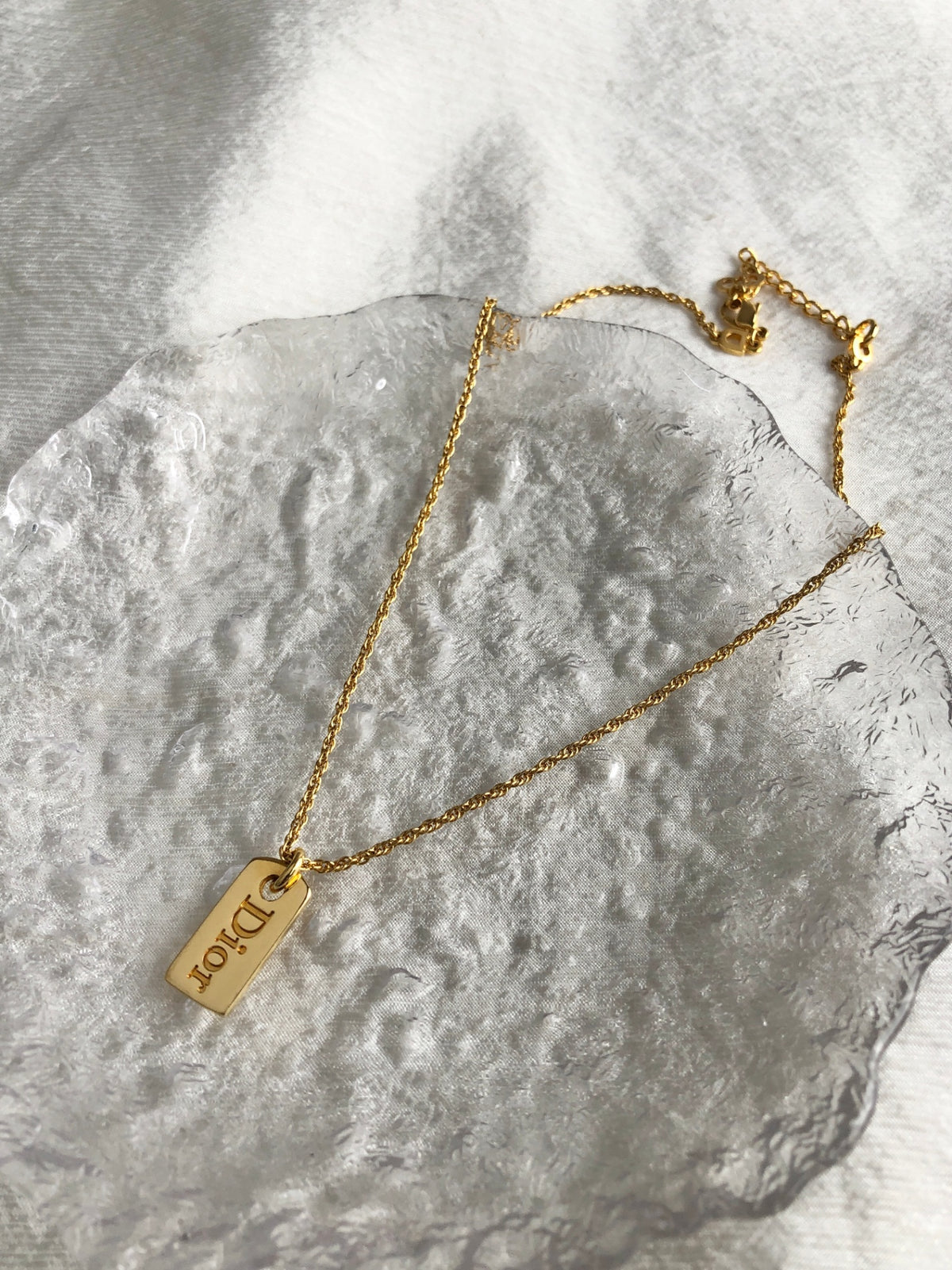 Christian Dior Logo Motif Necklace Gold Vintage 8injsr